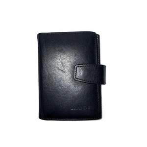 Grande Black 100% Leather Card Holder Wallet with Snap Closure
